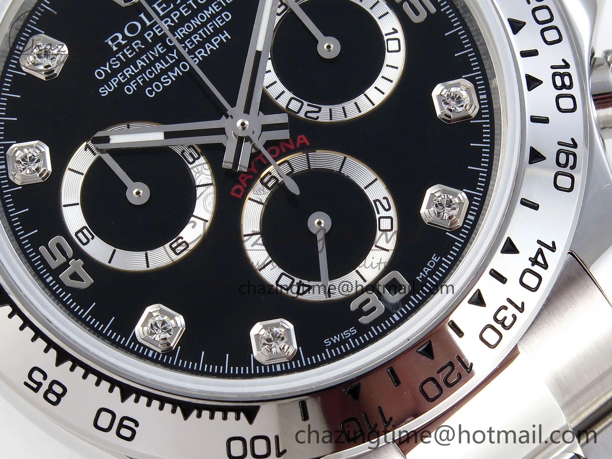 FashionForward DAYTONA 116509 SS OMF BEST EDITION BLACK DIAMONDS DIAL ON SS BRACELET A7750 (SLIM MOVEMENT) 1819