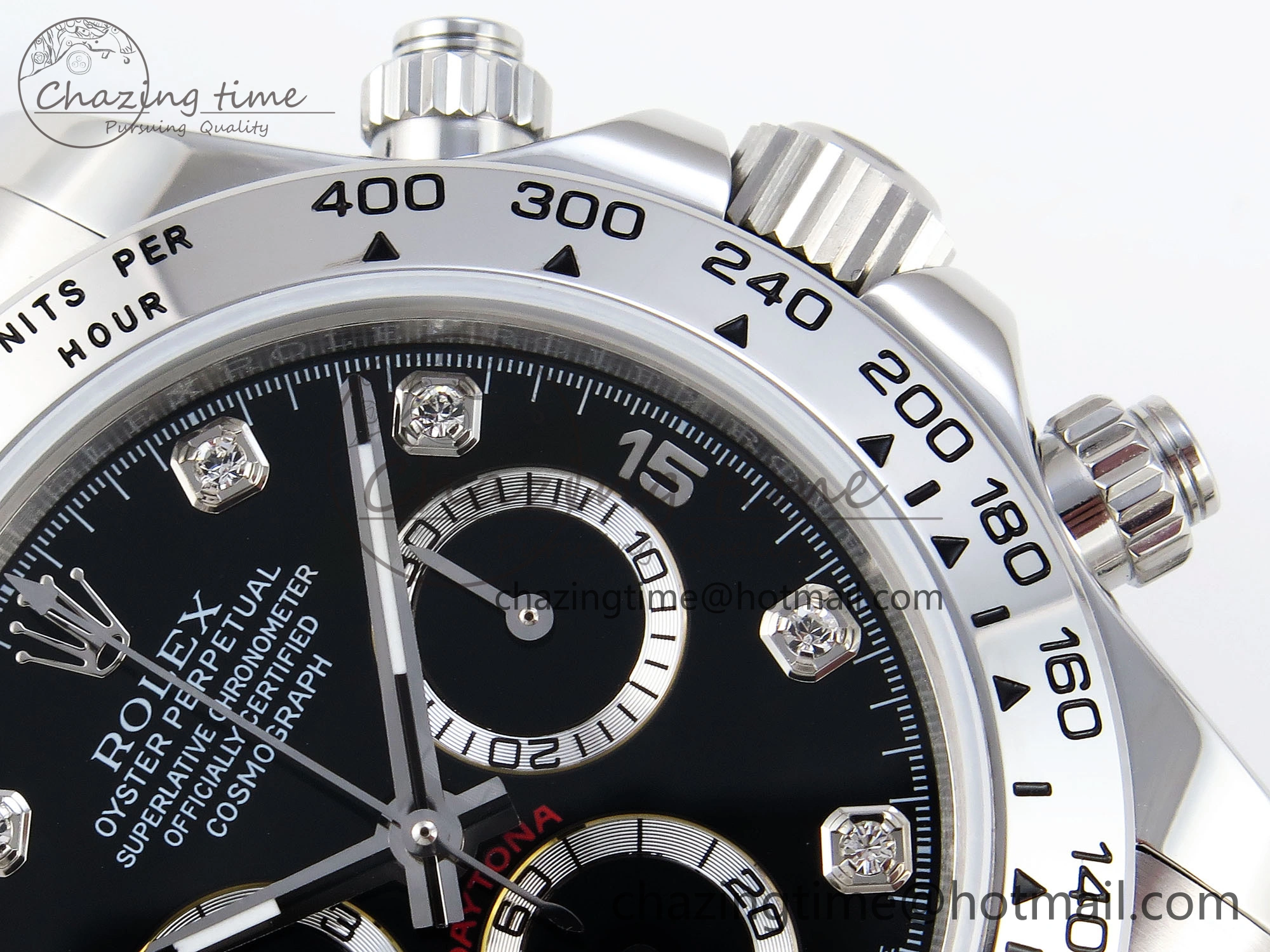 FashionForward DAYTONA 116509 SS OMF BEST EDITION BLACK DIAMONDS DIAL ON SS BRACELET A7750 (SLIM MOVEMENT) 1819