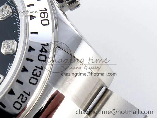 FashionForward DAYTONA 116509 SS OMF BEST EDITION BLACK DIAMONDS DIAL ON SS BRACELET A7750 (SLIM MOVEMENT) 1819