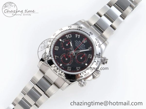 DAYTONA 116509 SS OMF BEST EDITION BLACK NUMERAL DIAL ON SS BRACELET A7750 (SLIM MOVEMENT) Minimalist 1814