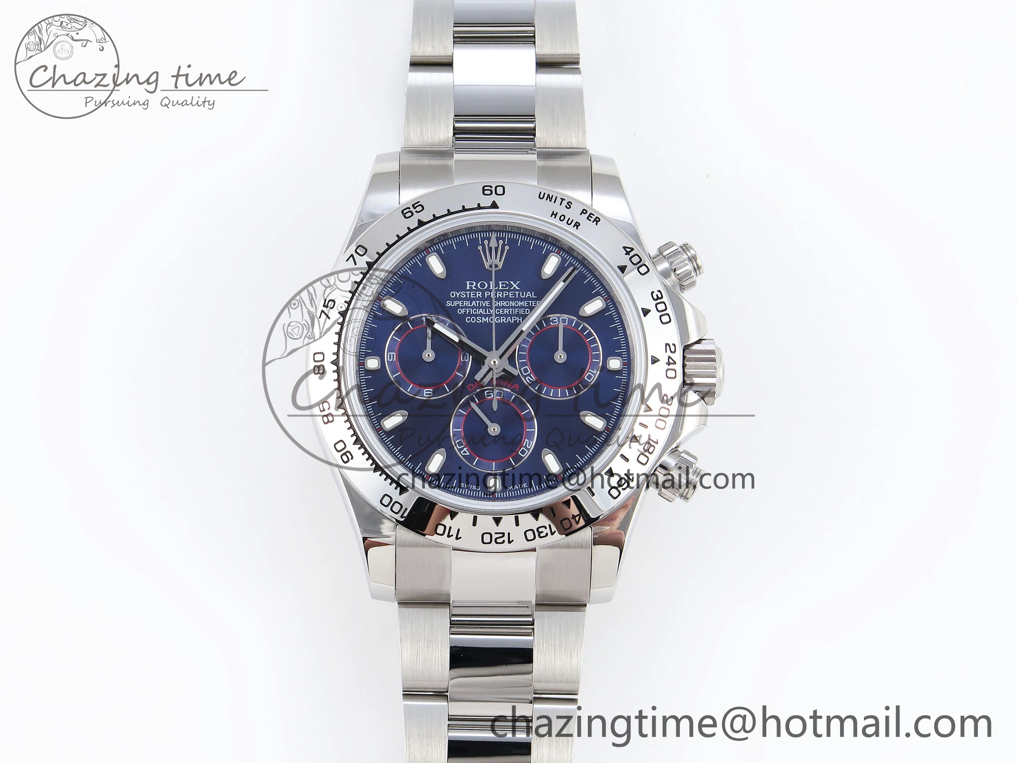 DAYTONA 116509 SS OMF BEST EDITION BLUE STICK DIAL ON SS BRACELET A7750 (SLIM MOVEMENT) Neat 1810