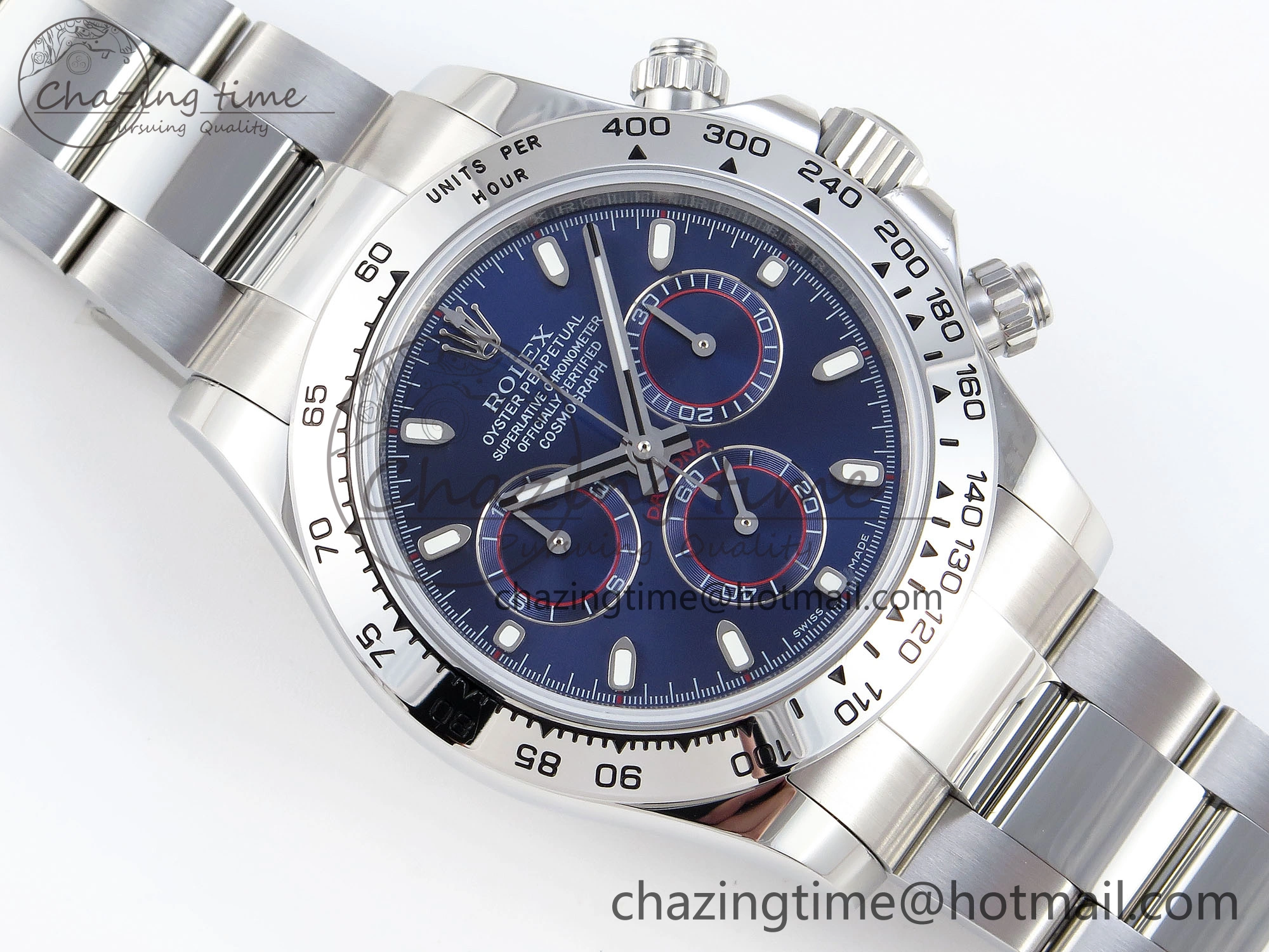 DAYTONA 116509 SS OMF BEST EDITION BLUE STICK DIAL ON SS BRACELET A7750 (SLIM MOVEMENT) Neat 1810