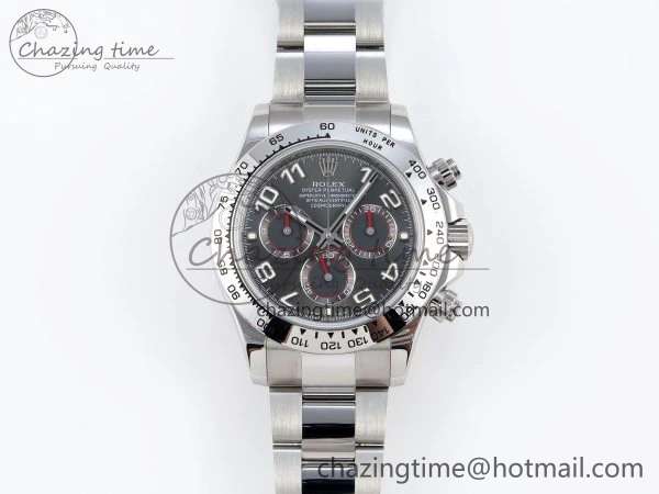 BestValue DAYTONA 116509 SS OMF BEST EDITION GRAY NUMERAL DIAL ON SS BRACELET A7750 (SLIM MOVEMENT) 1809
