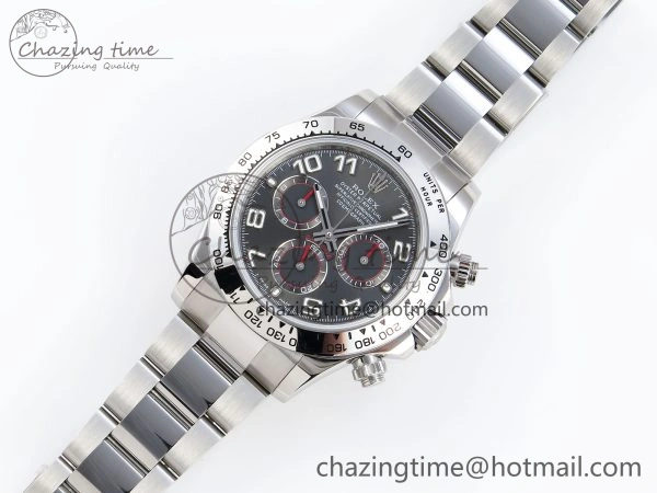 BestValue DAYTONA 116509 SS OMF BEST EDITION GRAY NUMERAL DIAL ON SS BRACELET A7750 (SLIM MOVEMENT) 1809
