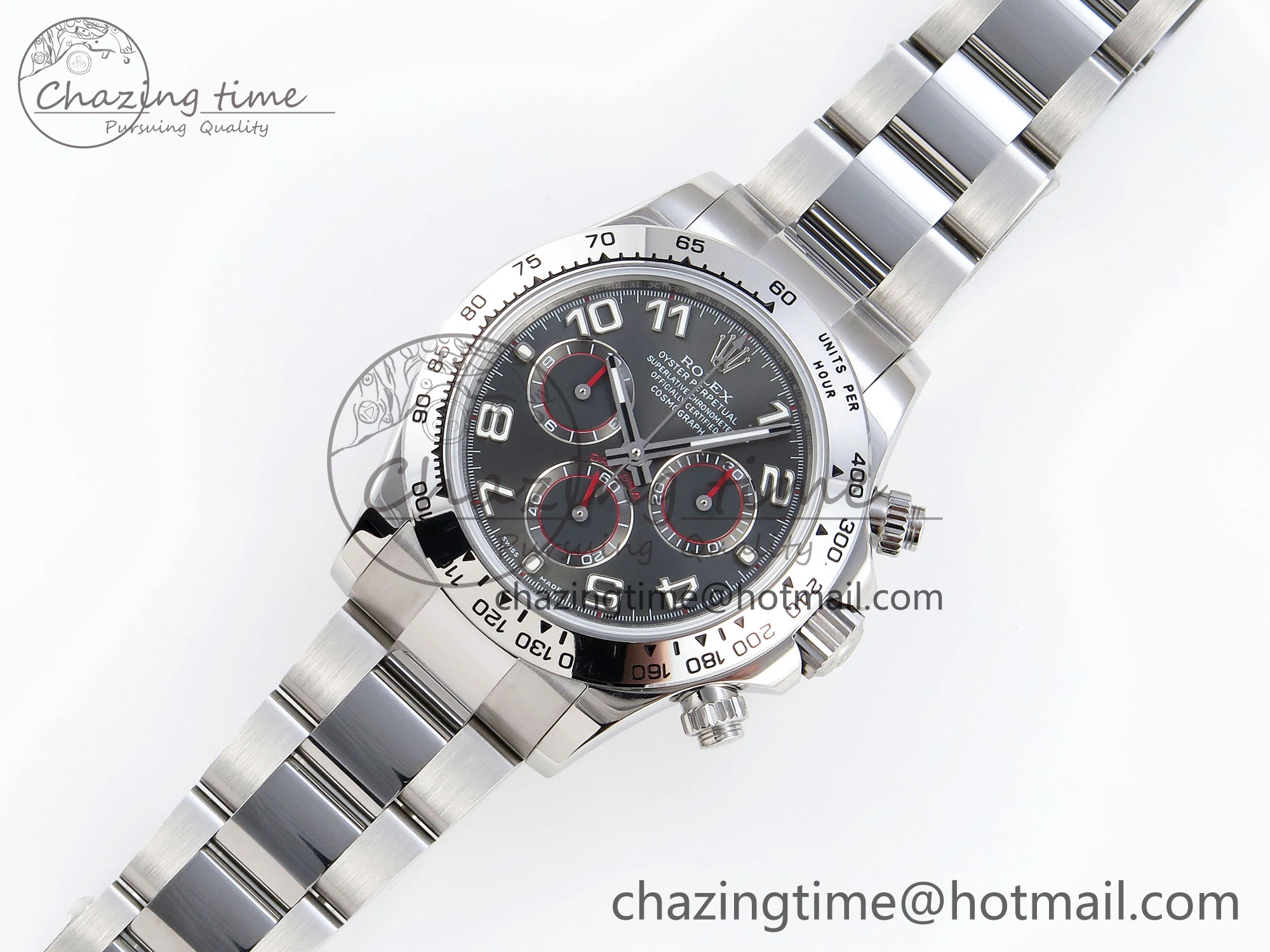 BestValue DAYTONA 116509 SS OMF BEST EDITION GRAY NUMERAL DIAL ON SS BRACELET A7750 (SLIM MOVEMENT) 1809