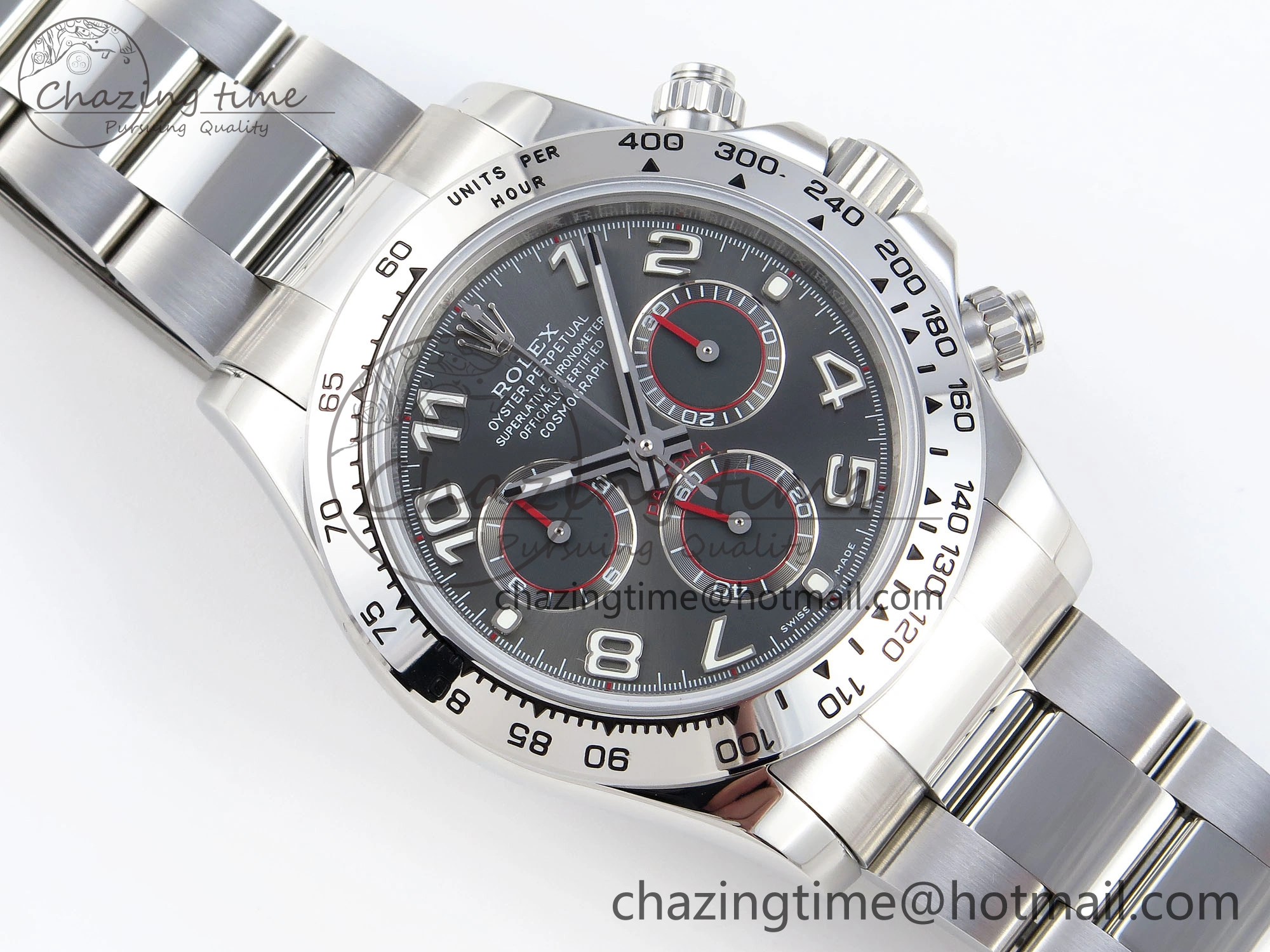 BestValue DAYTONA 116509 SS OMF BEST EDITION GRAY NUMERAL DIAL ON SS BRACELET A7750 (SLIM MOVEMENT) 1809