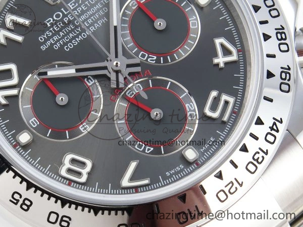 BestValue DAYTONA 116509 SS OMF BEST EDITION GRAY NUMERAL DIAL ON SS BRACELET A7750 (SLIM MOVEMENT) 1809