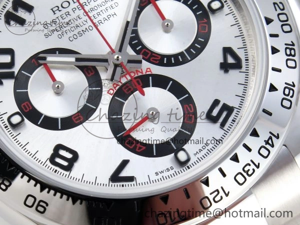DAYTONA 116509 SS OMF BEST EDITION SILVER NUMERAL DIAL ON SS BRACELET A7750 (SLIM MOVEMENT) RelaxedFit 1807