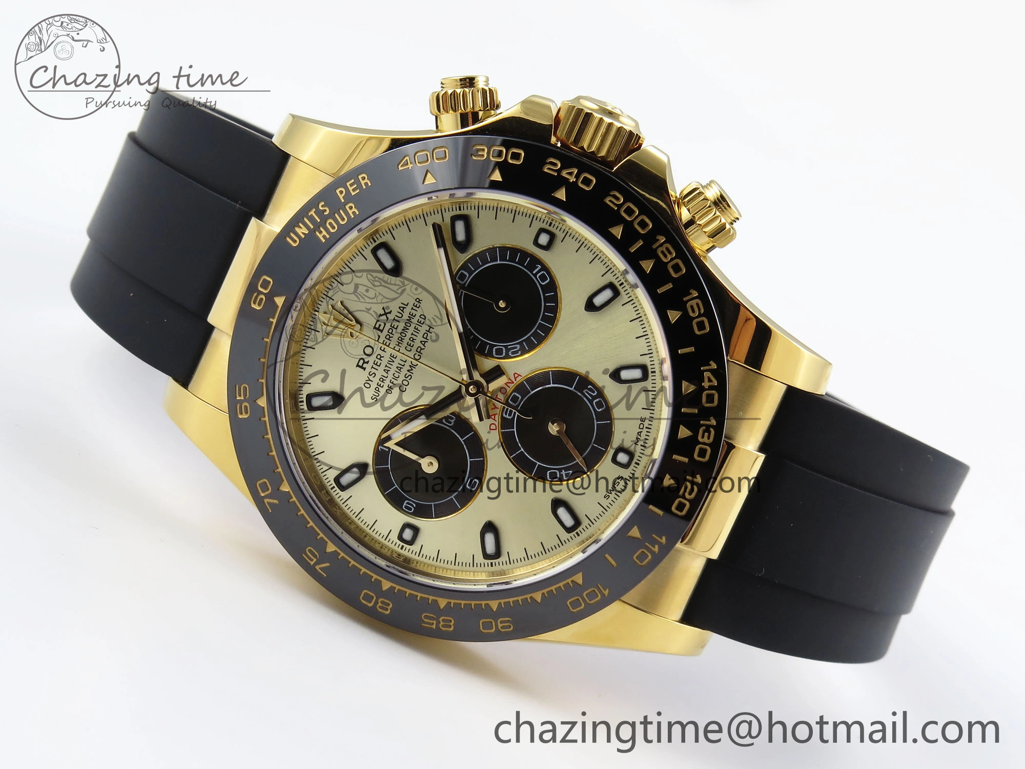 DAYTONA 116518 APSF 1:1 BEST EDITION YG BLACK DIAL ON OYSTERFLEX RUBBER STRAP SH ComfortFit 1784