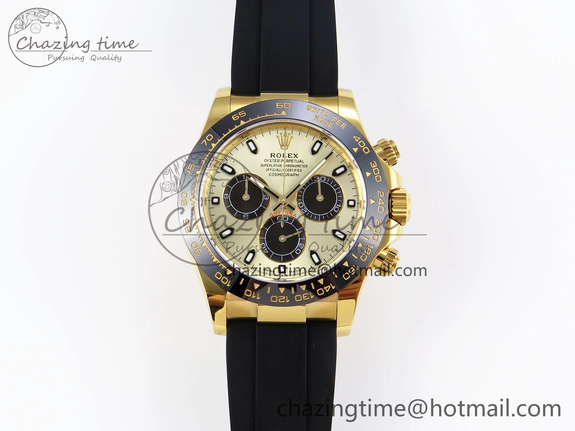 DAYTONA 116518 APSF 1:1 BEST EDITION YG BLACK DIAL ON OYSTERFLEX RUBBER STRAP SH ComfortFit 1784