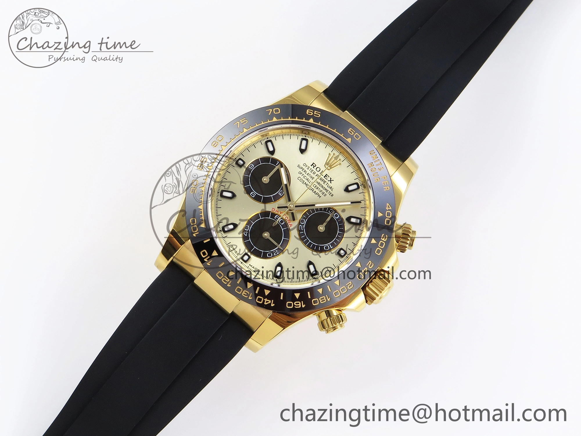 DAYTONA 116518 APSF 1:1 BEST EDITION YG BLACK DIAL ON OYSTERFLEX RUBBER STRAP SH ComfortFit 1784