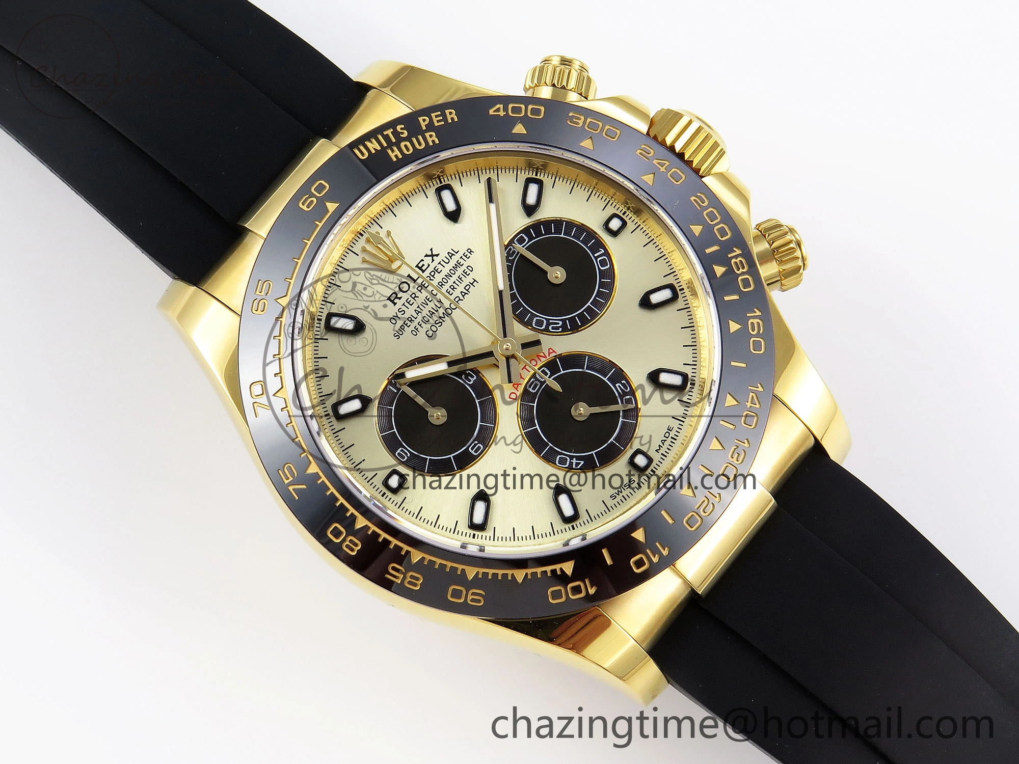 DAYTONA 116518 APSF 1:1 BEST EDITION YG BLACK DIAL ON OYSTERFLEX RUBBER STRAP SH ComfortFit 1784
