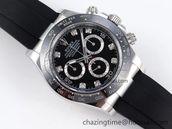DAYTONA 116519 APSF 1:1 BEST EDITION BLACK DIAMONDS DIAL ON OYSTERFLEX RUBBER STRAP SH Seasonal 1777