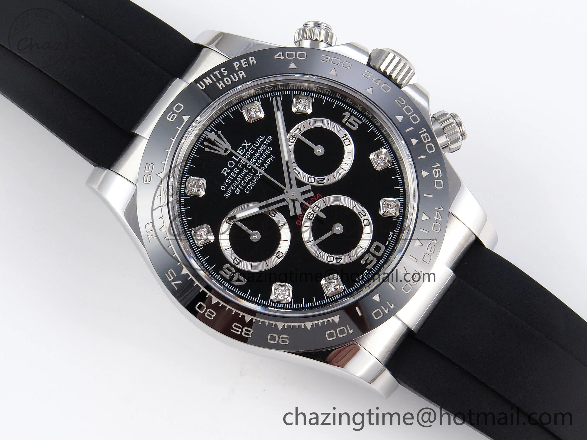 DAYTONA 116519 APSF 1:1 BEST EDITION BLACK DIAMONDS DIAL ON OYSTERFLEX RUBBER STRAP SH Seasonal 1777