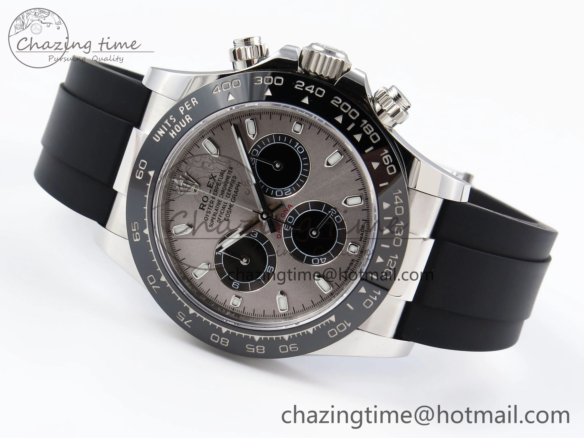 FreshLook DAYTONA 116519 APSF 1:1 BEST EDITION GRAY DIAL ON OYSTERFLEX RUBBER STRAP SH 1779