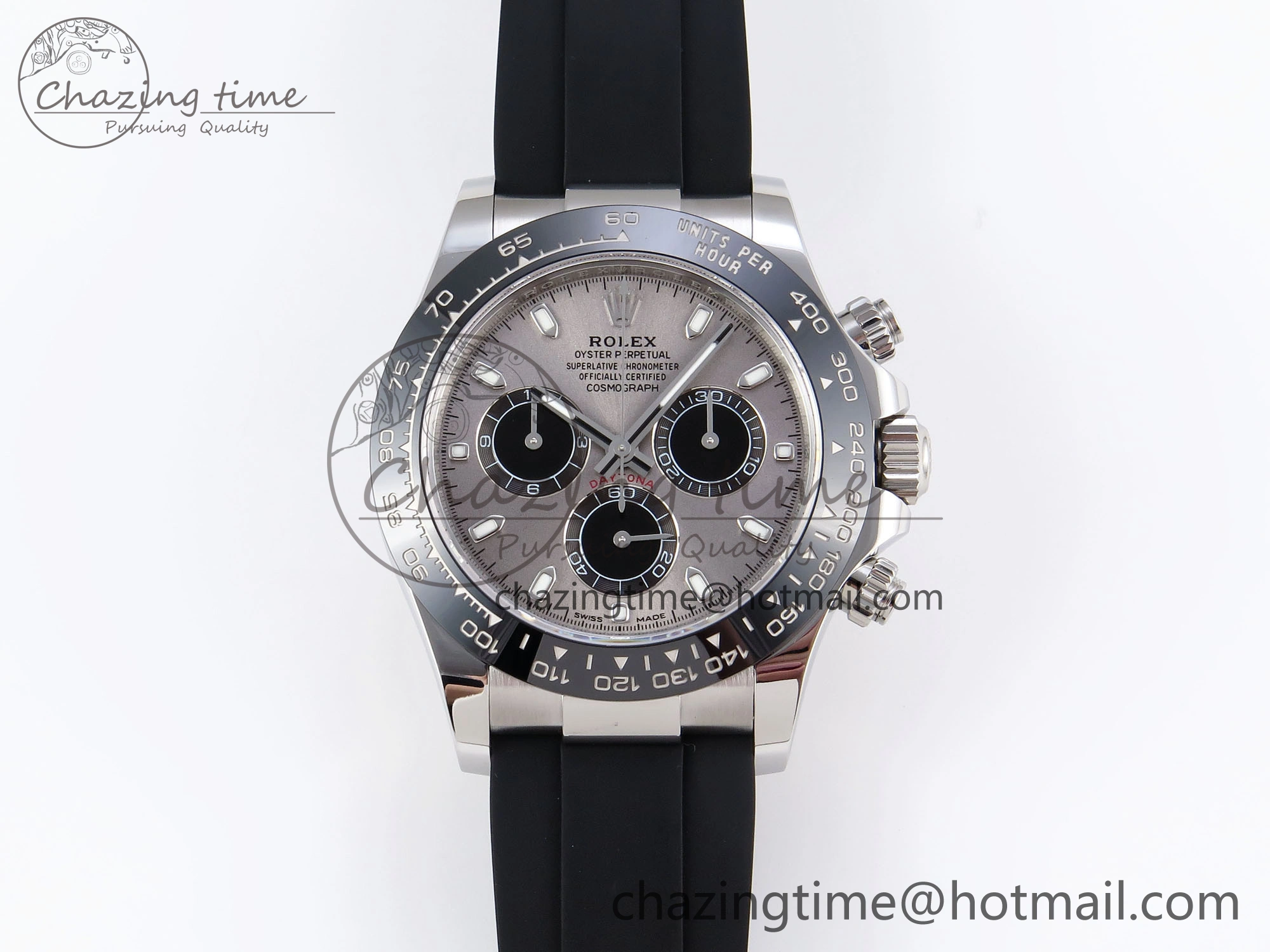 FreshLook DAYTONA 116519 APSF 1:1 BEST EDITION GRAY DIAL ON OYSTERFLEX RUBBER STRAP SH 1779