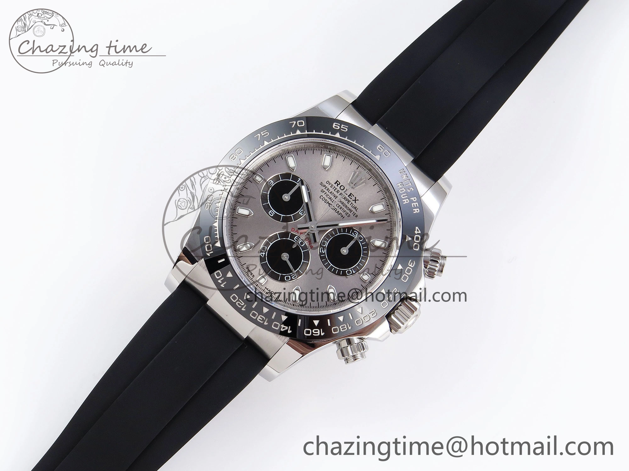 FreshLook DAYTONA 116519 APSF 1:1 BEST EDITION GRAY DIAL ON OYSTERFLEX RUBBER STRAP SH 1779