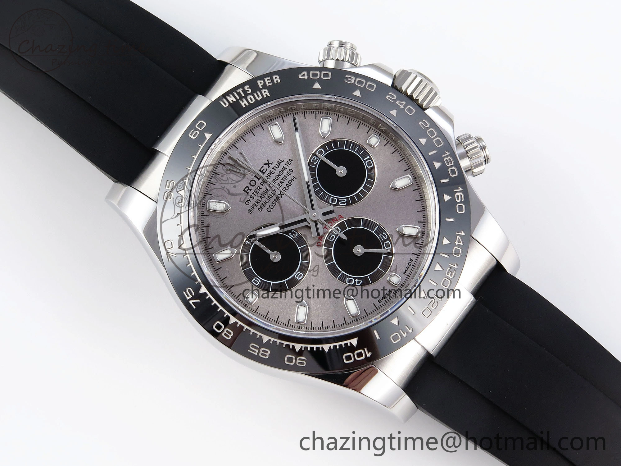 FreshLook DAYTONA 116519 APSF 1:1 BEST EDITION GRAY DIAL ON OYSTERFLEX RUBBER STRAP SH 1779