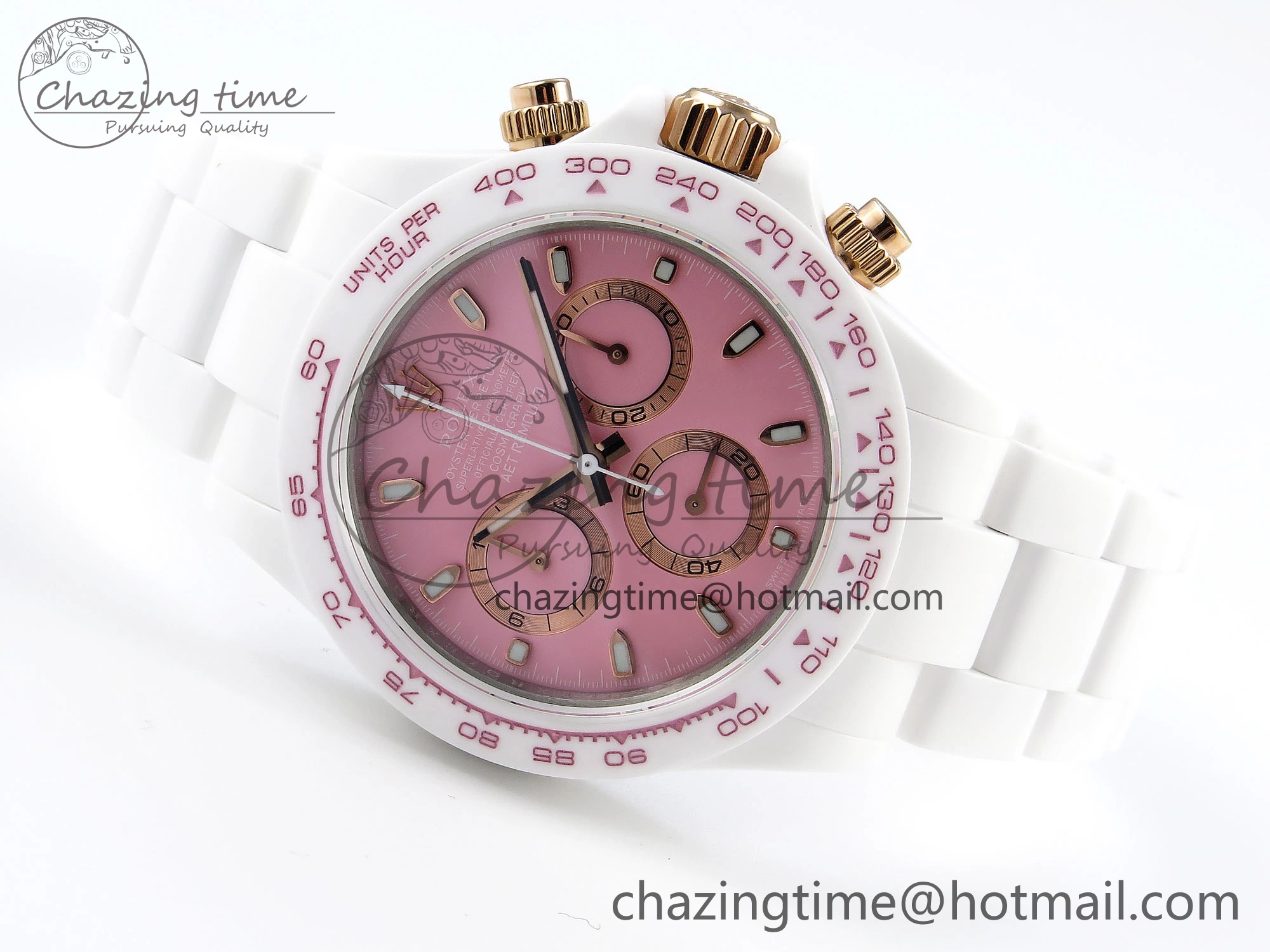 DAYTONA AET WHITE CERAMIC CASE AND BRACELET PINK DIAL NOOB BEST EDITION SA Vibrant 1806