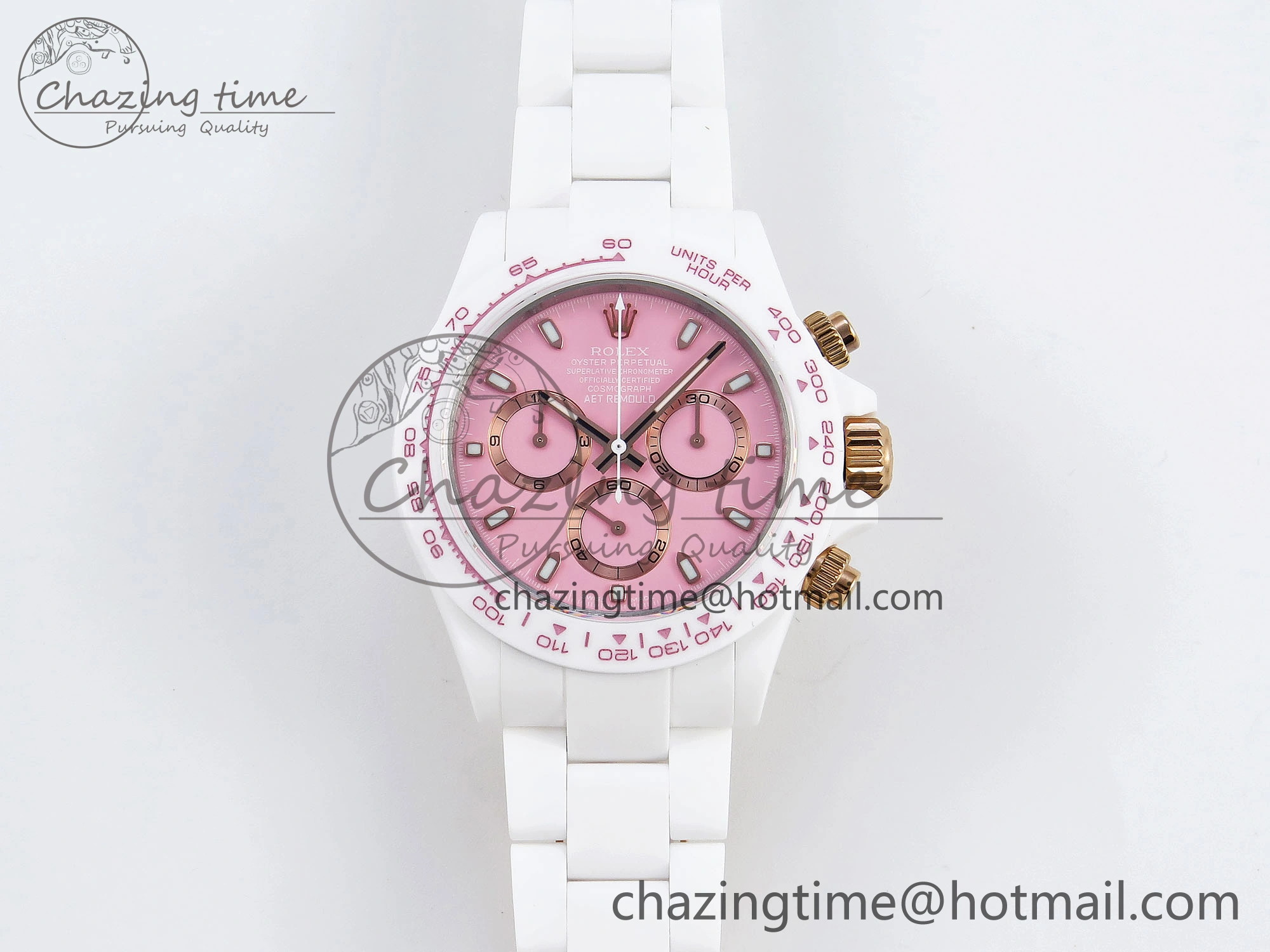 DAYTONA AET WHITE CERAMIC CASE AND BRACELET PINK DIAL NOOB BEST EDITION SA Vibrant 1806