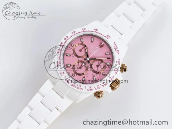 DAYTONA AET WHITE CERAMIC CASE AND BRACELET PINK DIAL NOOB BEST EDITION SA Vibrant 1806