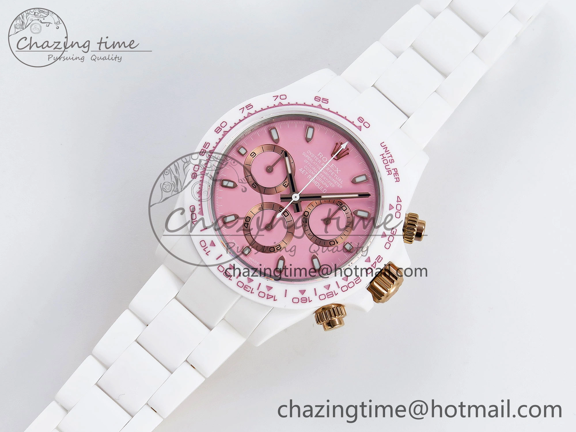DAYTONA AET WHITE CERAMIC CASE AND BRACELET PINK DIAL NOOB BEST EDITION SA Vibrant 1806