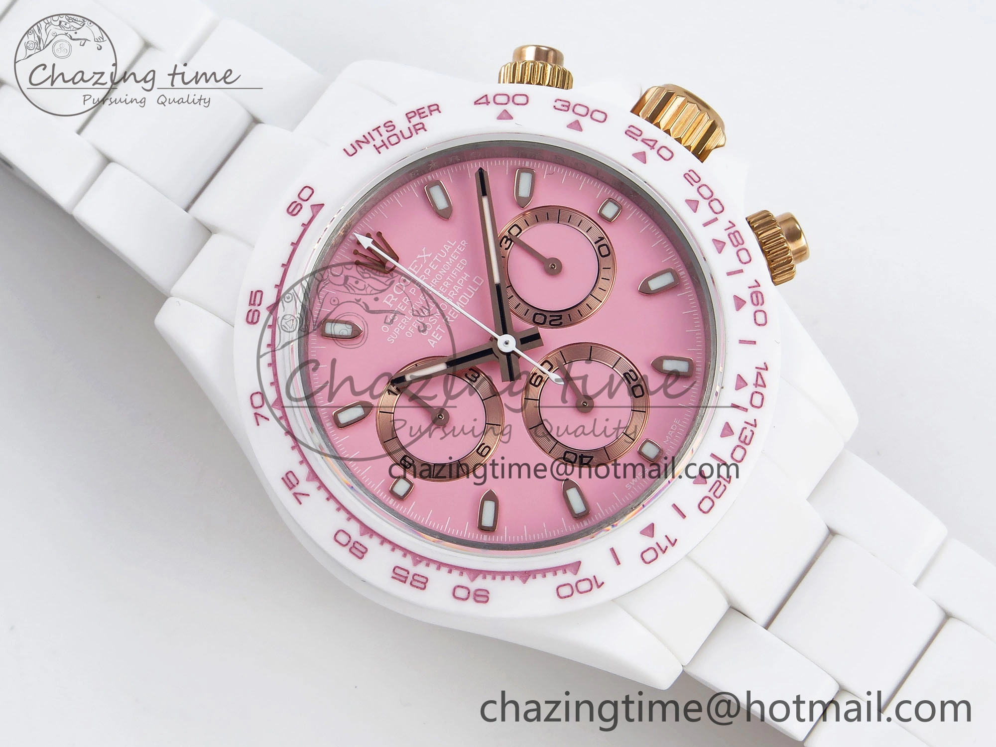 DAYTONA AET WHITE CERAMIC CASE AND BRACELET PINK DIAL NOOB BEST EDITION SA Vibrant 1806