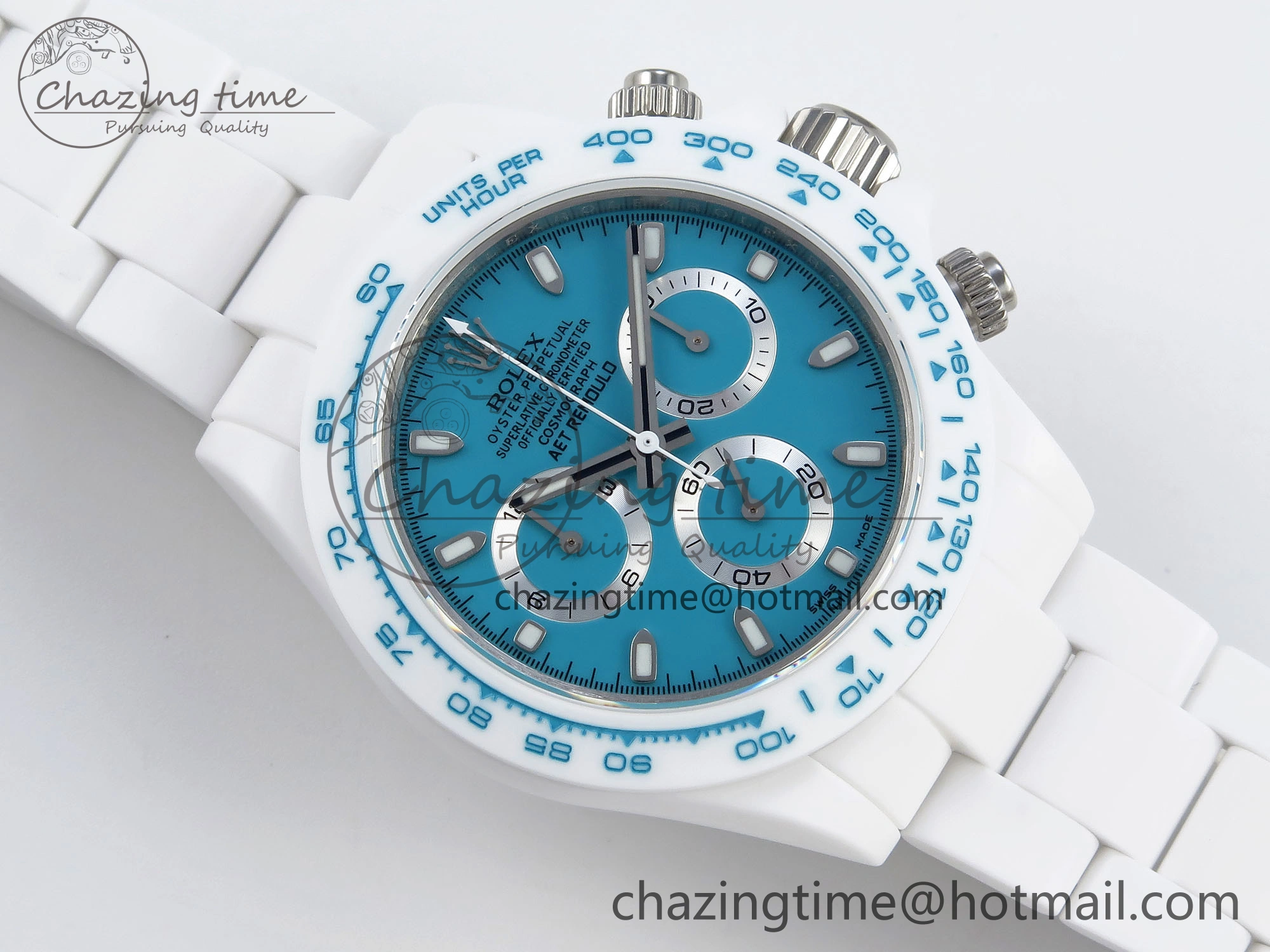 DAYTONA AET WHITE CERAMIC CASE AND BRACELET TIFFANY BLUE DIAL NOOB BEST EDITION SA ZeroBulk 1802