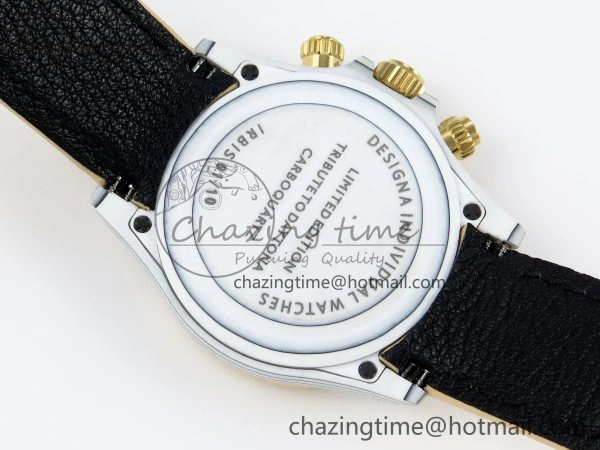 DAYTONA DIW WHITE CARBON CASE YG BEZEL NOOB BEST EDITION BEIGE DIAL ON BEIGE NYLON STRAP SA SmoothTexture 1830