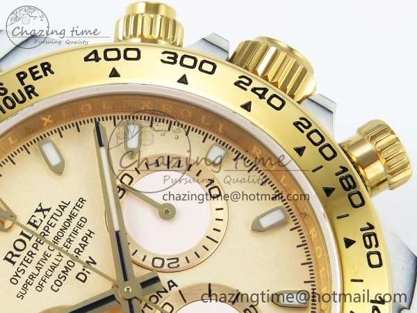 DAYTONA DIW WHITE CARBON CASE YG BEZEL NOOB BEST EDITION BEIGE DIAL ON BEIGE NYLON STRAP SA SmoothTexture 1830