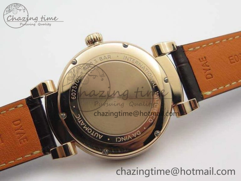 Comfortable Da Vinci IW356601 RG MKF 1:1 Best Edition White Dial On Brown Leather Strap A 7230