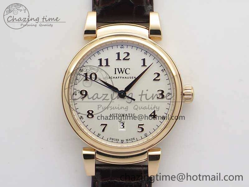 Comfortable Da Vinci IW356601 RG MKF 1:1 Best Edition White Dial On Brown Leather Strap A 7230