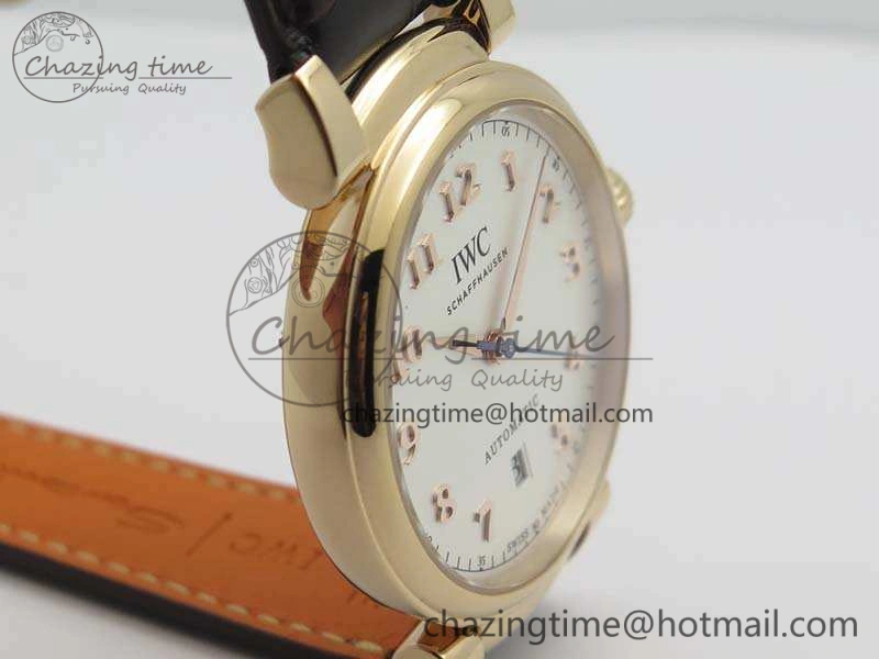 Comfortable Da Vinci IW356601 RG MKF 1:1 Best Edition White Dial On Brown Leather Strap A 7230