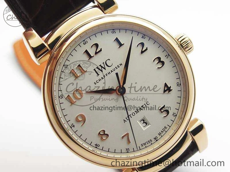 Comfortable Da Vinci IW356601 RG MKF 1:1 Best Edition White Dial On Brown Leather Strap A 7230