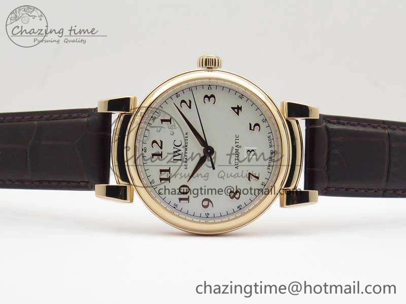 Comfortable Da Vinci IW356601 RG MKF 1:1 Best Edition White Dial On Brown Leather Strap A 7230