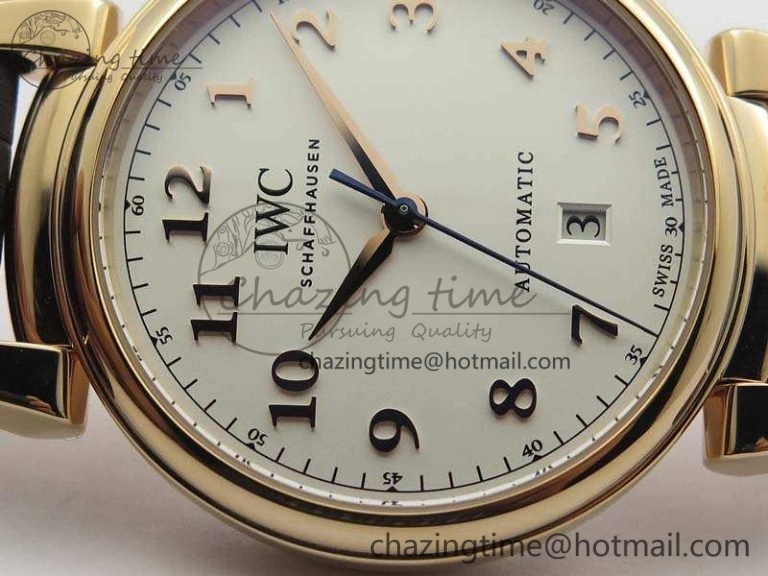 Comfortable Da Vinci IW356601 RG MKF 1:1 Best Edition White Dial On Brown Leather Strap A 7230
