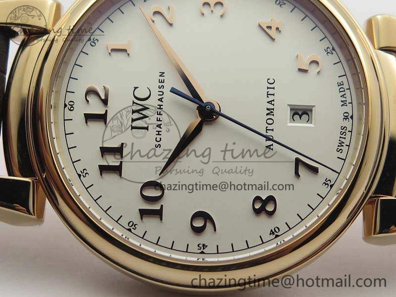 Comfortable Da Vinci IW356601 RG MKF 1:1 Best Edition White Dial On Brown Leather Strap A 7230