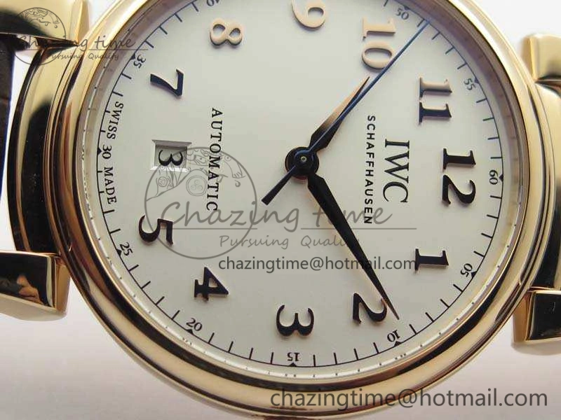 Comfortable Da Vinci IW356601 RG MKF 1:1 Best Edition White Dial On Brown Leather Strap A 7230