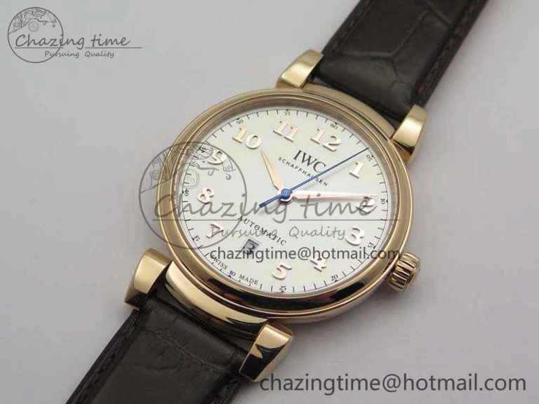 Comfortable Da Vinci IW356601 RG MKF 1:1 Best Edition White Dial On Brown Leather Strap A 7230