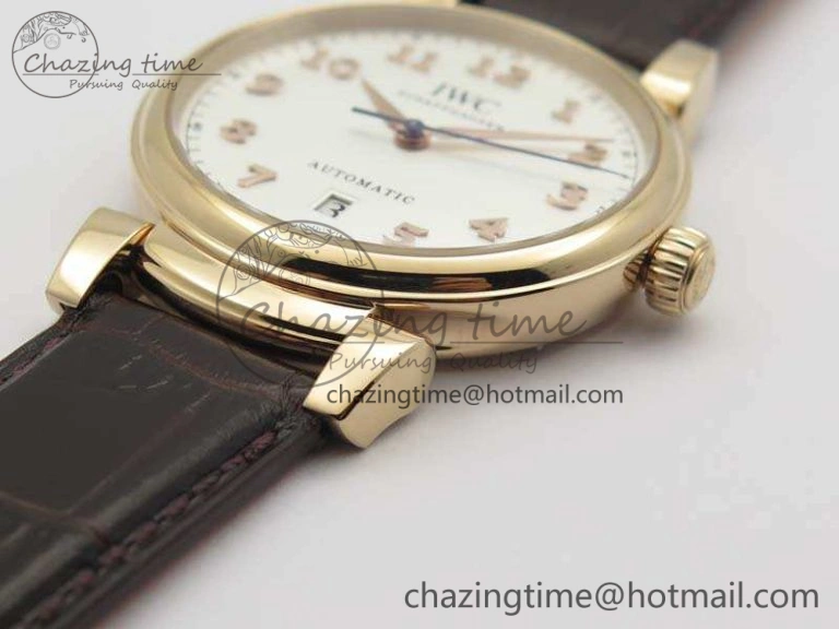 Comfortable Da Vinci IW356601 RG MKF 1:1 Best Edition White Dial On Brown Leather Strap A 7230