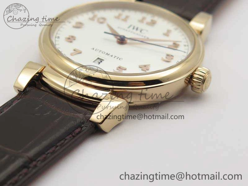 Comfortable Da Vinci IW356601 RG MKF 1:1 Best Edition White Dial On Brown Leather Strap A 7230