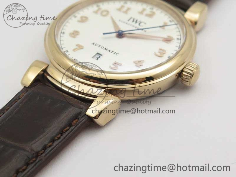 Reliable Da Vinci IW356601 RG TW 1:1 Best Edition White Dial On Brown Leather Strap A 7237