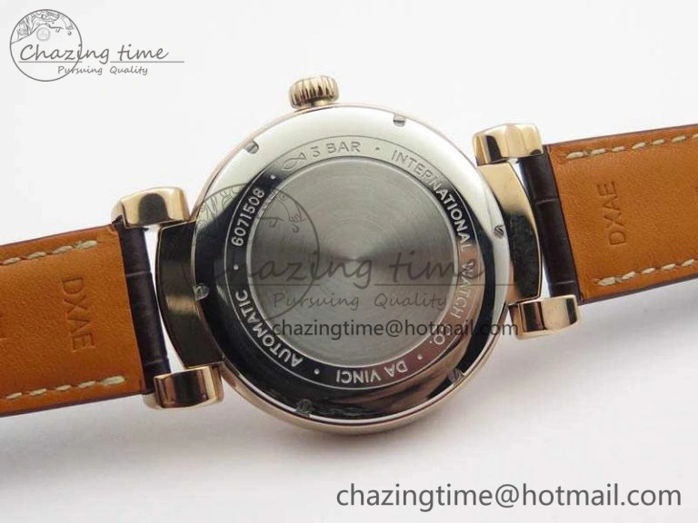 Reliable Da Vinci IW356601 RG TW 1:1 Best Edition White Dial On Brown Leather Strap A 7237
