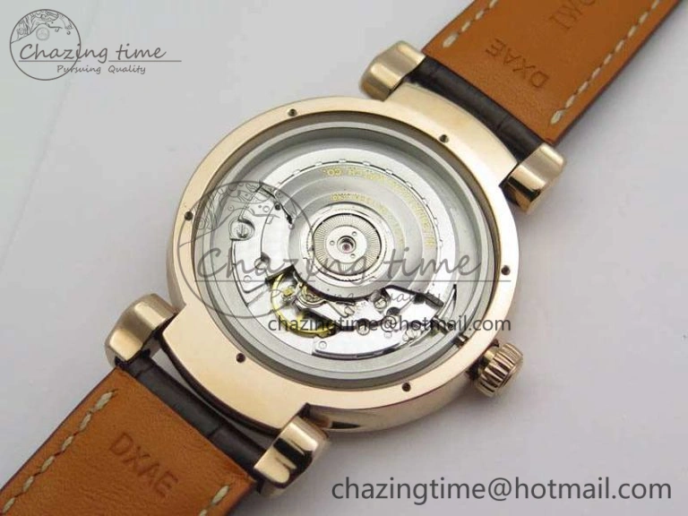 Reliable Da Vinci IW356601 RG TW 1:1 Best Edition White Dial On Brown Leather Strap A 7237
