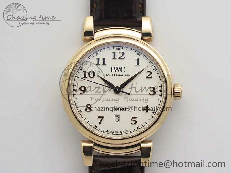 Reliable Da Vinci IW356601 RG TW 1:1 Best Edition White Dial On Brown Leather Strap A 7237