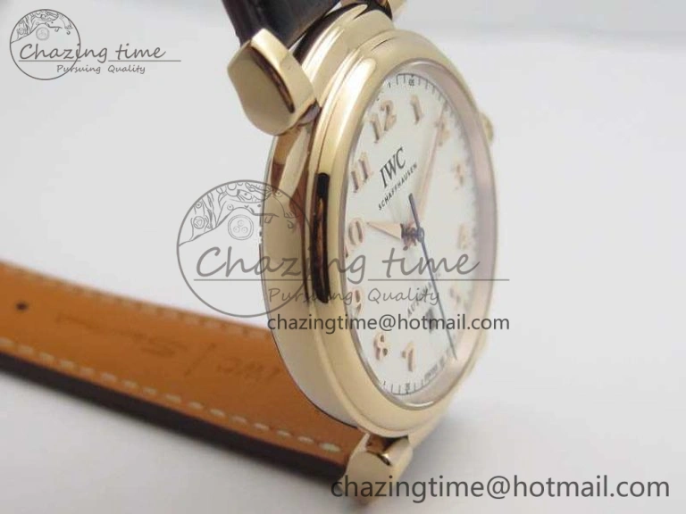 Reliable Da Vinci IW356601 RG TW 1:1 Best Edition White Dial On Brown Leather Strap A 7237