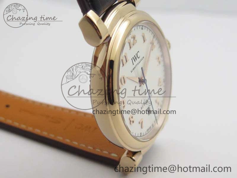 Reliable Da Vinci IW356601 RG TW 1:1 Best Edition White Dial On Brown Leather Strap A 7237