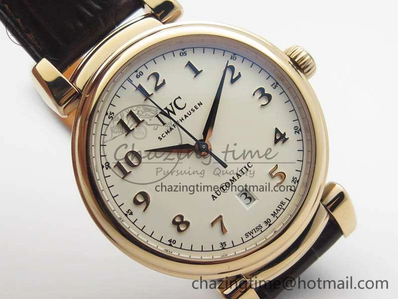 Reliable Da Vinci IW356601 RG TW 1:1 Best Edition White Dial On Brown Leather Strap A 7237