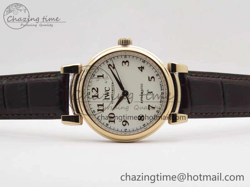 Reliable Da Vinci IW356601 RG TW 1:1 Best Edition White Dial On Brown Leather Strap A 7237