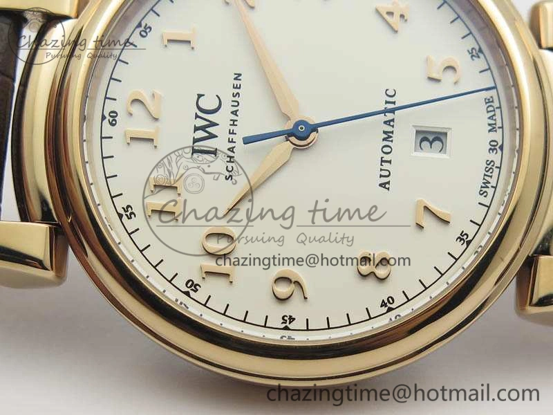 Reliable Da Vinci IW356601 RG TW 1:1 Best Edition White Dial On Brown Leather Strap A 7237